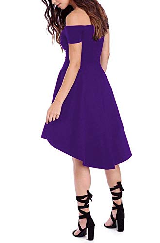 Image of Sarin Mathews Womens Off The Shoulder Short Sleeve High Low Cocktail Skater Dress