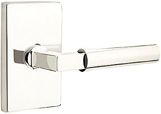 EMTEK Concealed Fastener Modern Rectangular Rosette Privacy Set with Matching Finish Hercules Lever - Choice of 7 Finishes - C5212HECUS14 - Polished Nickel (US14)