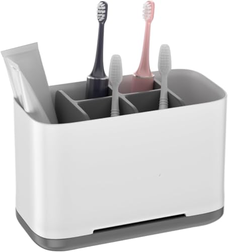 Image of STEFFAN Toothbrush Holders for Bathroom - Durable and Sturdy Brush Holder, Multipurpose Brush Holder for Bathroom Wall - Perfect for Home Use (Grey)