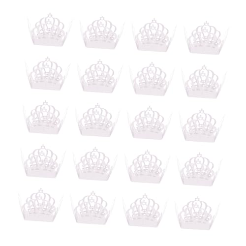 Cabilock 50Pcs Crown Shaped Chocolate Compartment Tray Elegant Hollow Out Paper Liners for Wedding Candy Packing Birthday Party Decorations