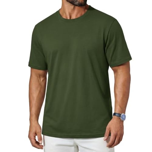 TACVASEN Men's T-Shirts Short Sleeve Shirts Moisture Wicking Tees Small Army Green