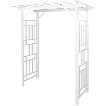 Dura-Trel Wellington Arbor, Vinyl Garden Archway for Outdoors, 72" x 85", White - Backyard Decorative Arch and Backdrop with Lattice Design and Trellis Sides for Climbing Plants, Vines and Flowers