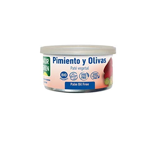 Naturgreen - Paté De Pimiento Y Olivas, Paté Ecológico, Crema De Pimientos Rojos Y Aceitunas, Crema De Untar, Aperitivo 100% Vegano - 125 G, Pack 12 Unidades