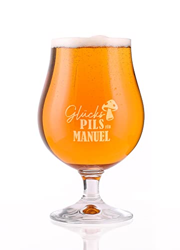 Herz & Heim® gravierte Pilstulpe -Glückspilz- mit Wunschname