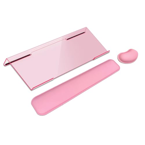 Computer Keyboard Wrist Rest Stand Set for Desktop Keyboard Holder Easy Typing with Wrist Pad for Office Home School - Pink