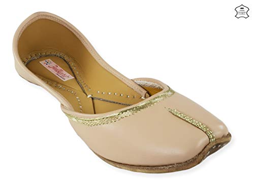 Image of Fulkari Women's Nappa Soft Genuine Leather Juttis | Bite and Pinch Free Jutis | Punjabi Jutti For Ladies | Casual Flat Stylish Mojari | Ethnic Flats For Girls |