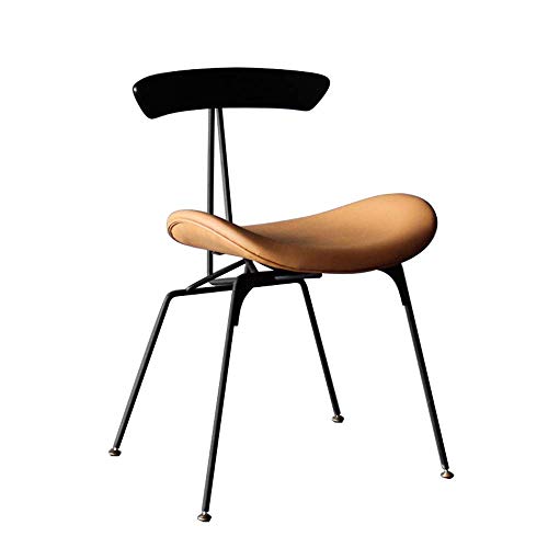 QWEA Sillas de Comedor, sillas de Cocina, sillas auxiliares Modernas con Respaldo de Material de PU, sillas de Sala de Estar con Patas de Metal, marrón