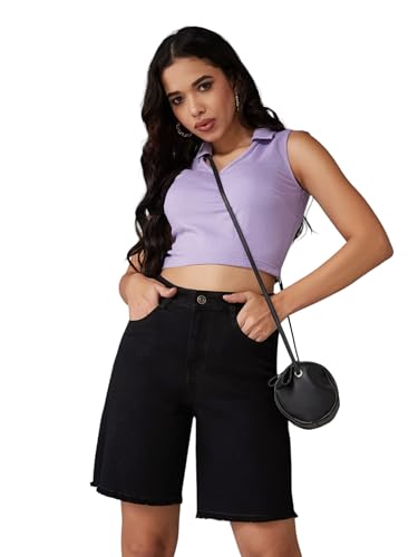 Image of Dolce Crudo Women's Regular High Rise Stretchable Denim Shorts