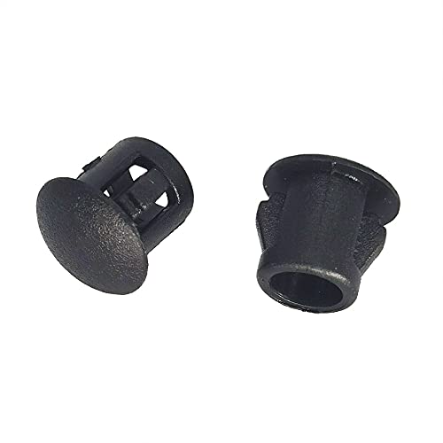 Alamic Hole Plugs 1/4" Plastic Flush Type Hole Plugs for 5.5-6mm Hole Snap in Locking Hole Tube Screw Caps Drilling Cover Plugs Fastener Covers for Kitchen Cabinet Furniture Black 100 Pack