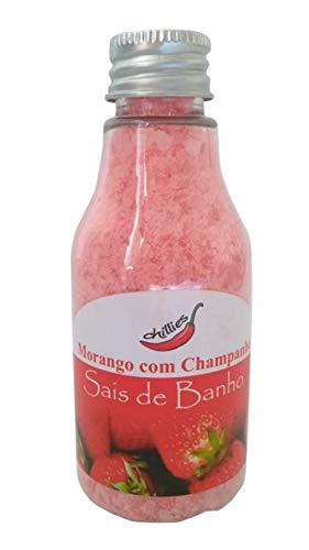Kit Sais de Banho e Espuma de Banho Aroma Morango com Champagne Esfoliante Aromatizante Escalda Pés