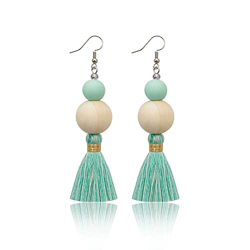 Light Green Earrings for Women Danging Handmade Green Tassel Earrings for Women