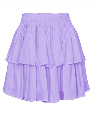Falda De Pastel De Verano De Moda para Mujer Falda Corta EláStica con Volantes De Color SóLido Ropa De Mujer Cover