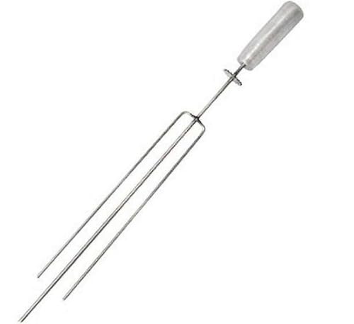 Espeto TRIDENTE Giratório Inox 65cm Cabo Revestido em Alumínio