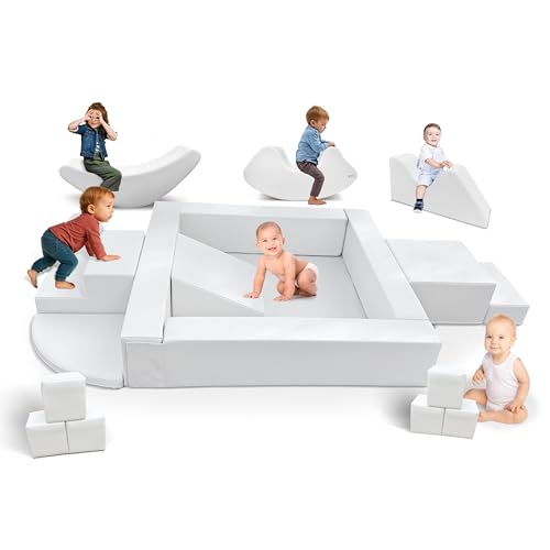 Soft Play - Set Harmony - Modular Foam Play Set for Toddlers & Kids, Safe & Versatile - Made in The USA, Ideal for Playrooms, Daycares, & Sensory Development (White)