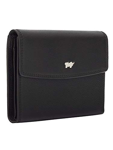 BRAUN BÜFFEL Damen Geldbörse aus echtem Leder Golf 2.0 - mit Druckknopf - Portemonnaie für Frauen - 8 Kartenfächer - Schwarz Cover