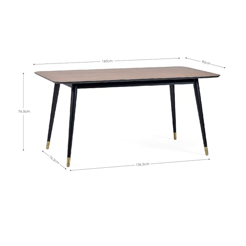 Julian Bowen Findlay Rectangular Dining Table - Walnut & Black, One Size - Image 2