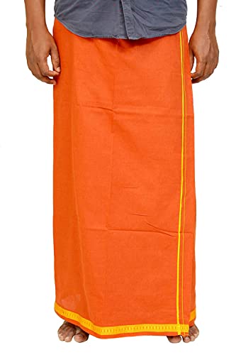 Image of TUNI MANI Men's Polycotton Temple Wear Dhoti with Angavastharam Towel