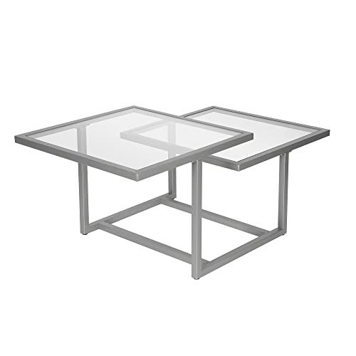 Henn&Hart 43" Wide Square Coffee Table In Nickel, Modern Coffee Tables For Living Room, Studio Apartment Essentials #TOP7