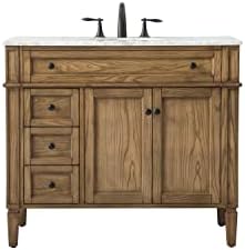 Elegant Decor Park Avenue 40" Aluminum MDF Single Bathroom Vanity in Driftwood