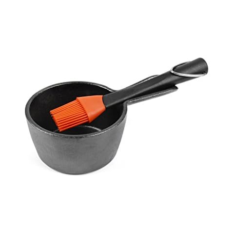 Charcoal Companion Cast Iron Sauce Pot and Basting Brush Set Cover