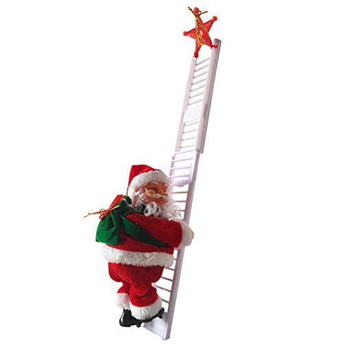 Santa Climbing Ladder Electric Santa Claus Climbing Rope Ladder Decoration, Christmas Super Climbing Santa Plush Doll Toy for Hanging Ornament Tree Indoor Outdoor Decoration