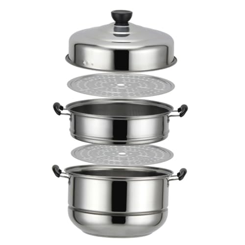 Gatuida Pentola a Vapore in Acciaio a Tre Strati 28 Cm, Piroscafo Per Cucinare Zuppa e Verdure, Compatibile Fornelli a Induzione, Coperchio e Impugnature Protettive