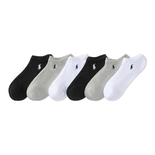 POLO RALPH LAUREN Cushioned Low Cut 6-Pack Grey Heather/Assorted Men's 10-13