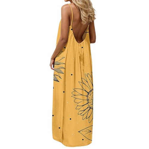 Image of HTHLVMD Backless Cami Dress Summer Dresses for Women 2026 Spaghetti Strap Dresses Womens Solid Color Backless Cami Dress