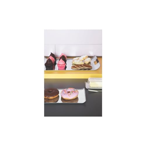 Bandeja Tramontina Quadrata Retangular em Aço Inox Alto Brilho 38x17 cm