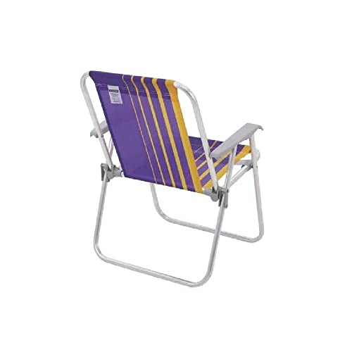 Cadeira de Praia Tramontina Samoa Alta em Alumínio com Assento Roxo e Amarelo