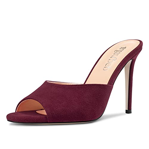 Image of TNYNFBEB Women Stiletto High Heel Peep Open Toe Sandals Slingback Slip-on Wedding Office Cute Basic Classic 3.9 Inches Heels