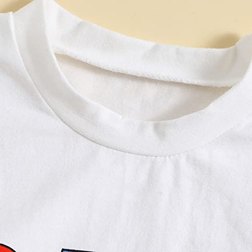 DDDHL 2023 Macacão infantil para meninas, manga curta, Dia da Independência, 4 de julho com estampas
