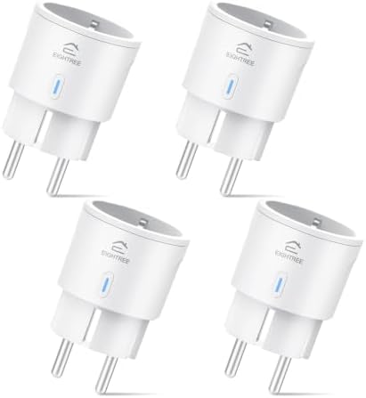 EIGHTREE WLAN Steckdose, Alexa Zubehör WiFi Steckdose mit Strommessung, 16A | Smarte Steckdose mit Sprachsteuerung & Zeitschaltuhr, Smart Home funktioniert mit Alexa, Google Home,
