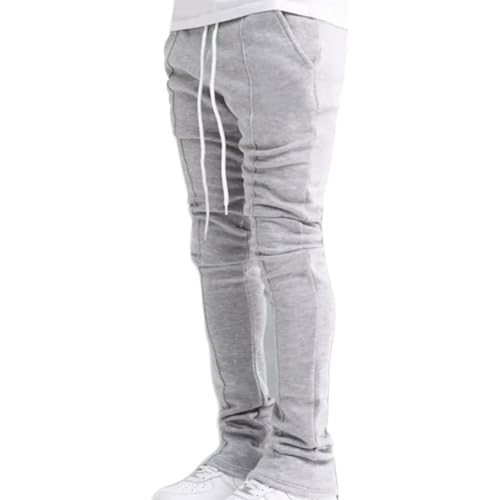 Men Y2K Stacked Sweatpants Casual Slim Fit Flared Drawstring Elastic Waist Jogger Pant Athletic Trousers with Pocket2