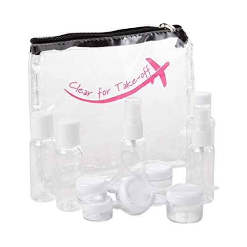 Miamica Tsa Compliant Travel Bottles And Toiletry Bag Kit, 15 Piece, Pink Clear #TOP11