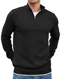 Picture of COOFANDY Men's Quarter Zip Sweater Casual Slim Fit Long Sleeve Pullover Sweaters Black