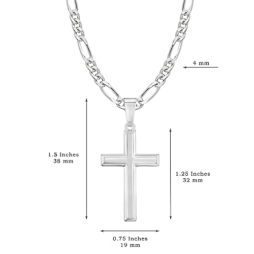 Mens Sterling Silver Cross Necklace and Figaro Chain with Inspirational Faith Card - Choice Of Sizes3