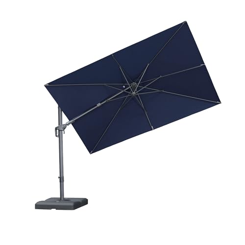 PURPLE LEAF 10' X 6.5' Left-right Tilting Outdoor Patio Umbrella Swivel Offset Cantilever Heavy Duty Rectangle Aluminum Umbrella with UV Resistant for Deck Pool Patio Backyard, Ocean Slate