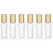 Furnido 6ml Square Glass Roller Bottle For Essential Oils,Mini Glass Bottles With Stainless Steel Roller Balls,Gold Aluminum Caps Portable Roll-On Vial Aromatherapy Perfume Container-Pack of 6