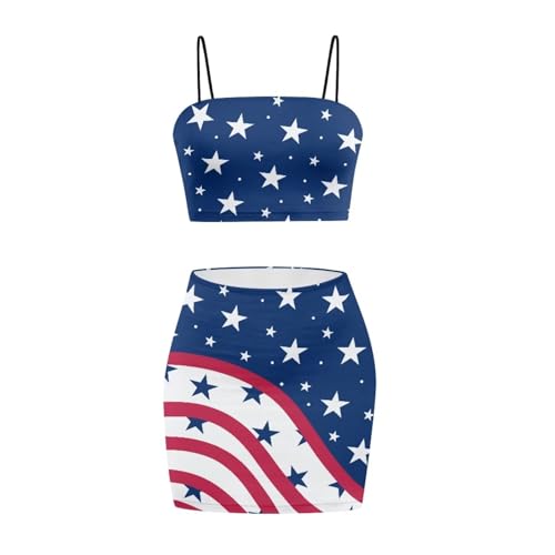 Image of Biyejit Women's 2 Piece Summer Outfits Spaghetti Strap Crop Tops and Bodycon Mini Skirt Dress Set Plus Size S-4XL