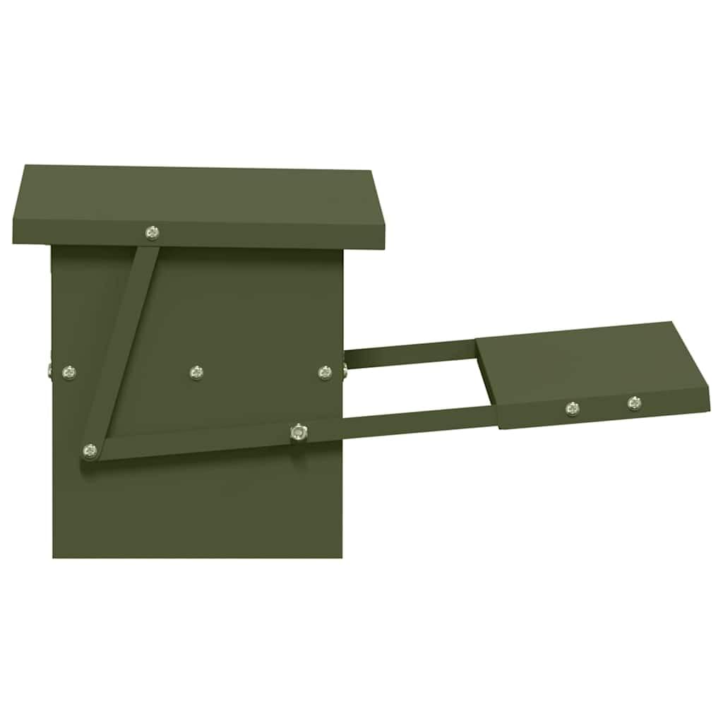 Comedero para patadas de pollo de acero laminado en frío, color verde oliva, 48,5 x 39,5 x 19 cm, capacidad de 5 kg, resistente a la intemperie, para interior y exterior, comedero automático