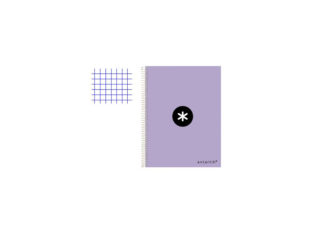 Cuaderno espiral liderpapel a5 antartik tapa dura 80h 100 gr cuadro 5mm color lavanda