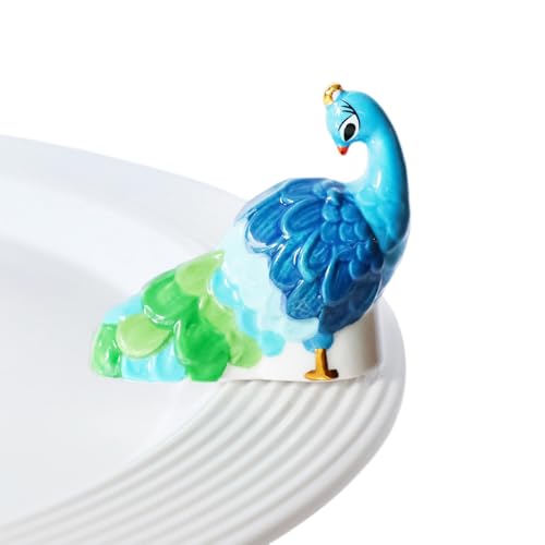 Nora Fleming Fancy Feathers (Peacock) A446 - Hand-Painted Ceramic Decor - Minis for The Home and Office