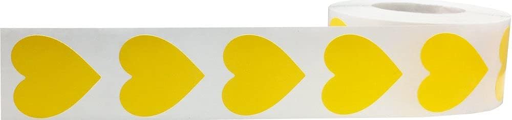 Yellow Heart Stickers Valentine's Day Crafting Scrapbooking 1 Inch 500 Adhesive Stickers