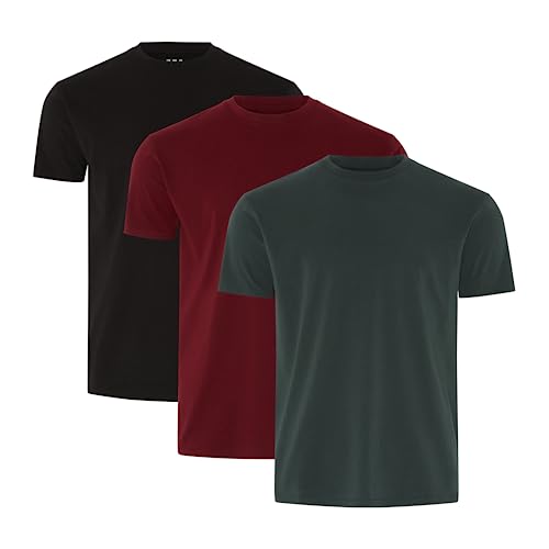 FM London 3/5-pack Short Sleeve Premium Weight, Camiseta para Hombre, Negro/Rojo/Verde (Black/Burgundy/Green 3 Pack), M