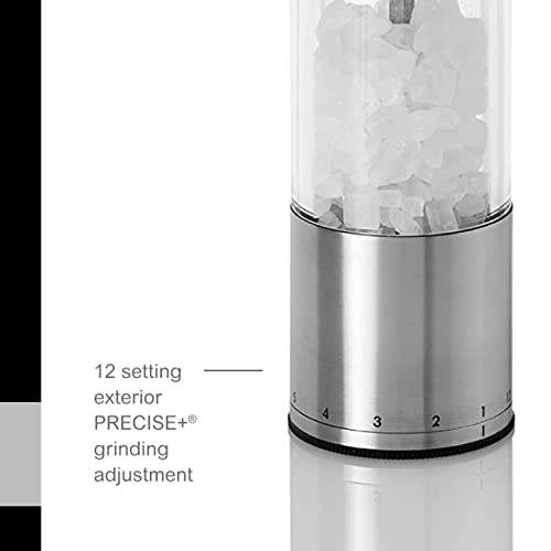Adhoc Select Salt Or Pepper Grinder - Manual Salt & Pepper Mill With A Gear Crank System - Adjustable Grind Level From Fine To Coarse Granules - Stainless Steel, 7.5" #TOP4