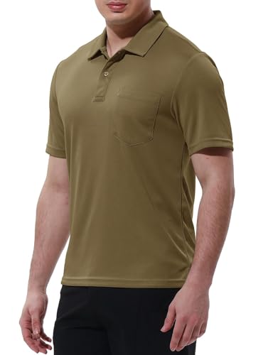 Image of Rdruko Men's Polo Shirts Short Sleeve Quick Dry Outdoor Golf Sports Shirts with Pocket