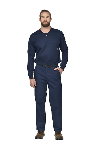 Bulwark Men's Flame Resistant 9 oz Twill Cotton Work Pant, Navy, 38W x 30L