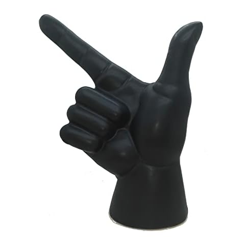 SMRTHMRT Creative Hand Sculptures,Finger Sign Mark Figurine,Fine Ceramic Handicrafts,Home Office Tabletop Shelves Decor (Black) Cover