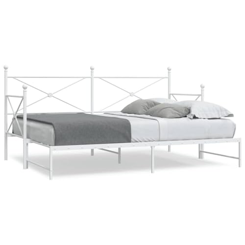 vidaXL Diván con Nido sin colchón Blanco 75x190 cm Acero, diván con Nido, sofá Cama, sofá diván, divanes con Nido, Cama de Invitados, sofá Cama